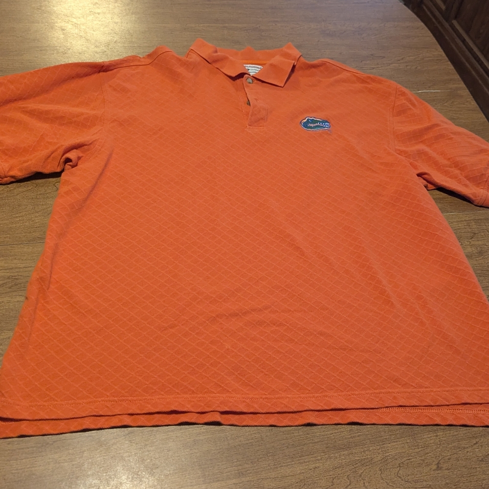 Source Unknown Orange Men's Polo with Diamond Texture
